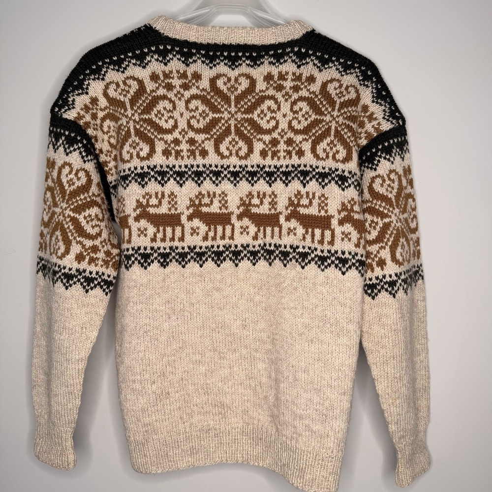 Vintage Hand Knitted SAGA KNIT Pure New WoolSweater Unisex Made in Norway SZ-S/M - Picture 14 of 16